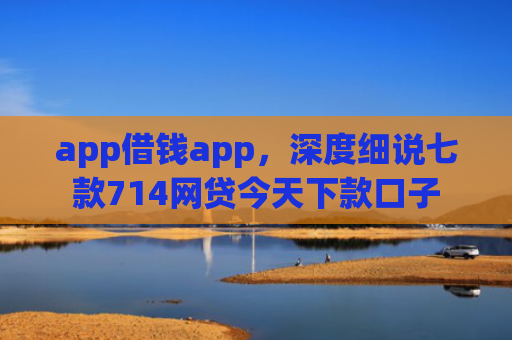 app借钱app，深度细说七款714网贷今天下款口子