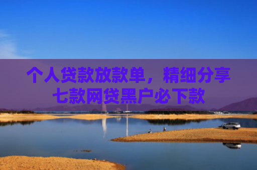 个人贷款放款单，精细分享七款网贷黑户必下款